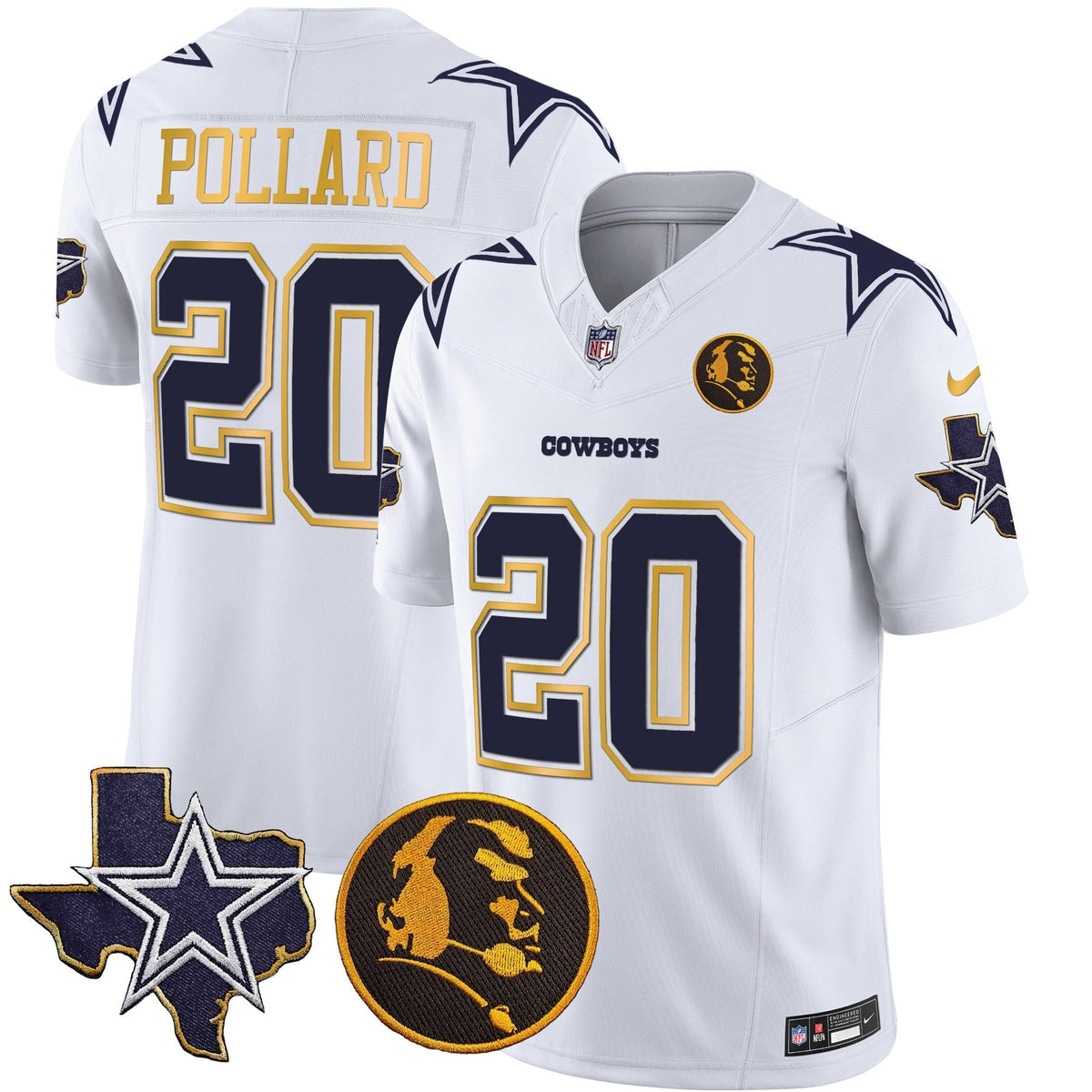 Men's Cowboys Texas & John Madden Patch Gold Trim Vapor Jersey - All Stitched