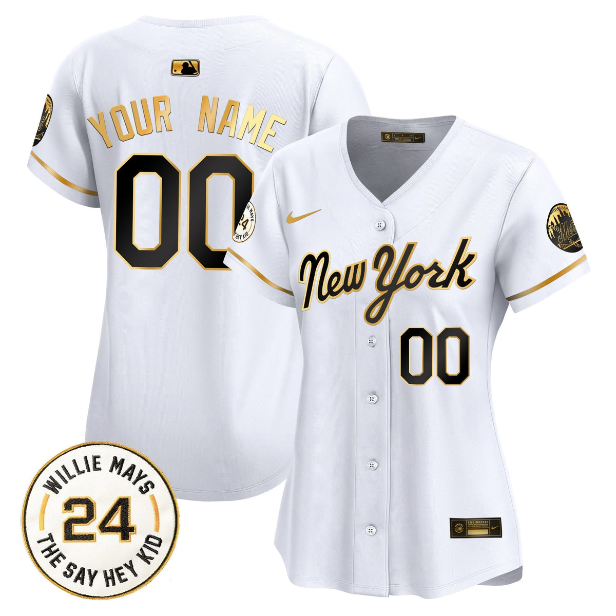 Mets Willie Mays Patch Vapor Premier Limited Custom Jersey - All Stitched