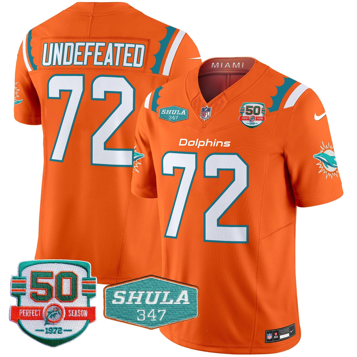Men's Dolphins 50th & Don Shula 347 Memorial Patch Vapor Limited Jersey - All Stitched