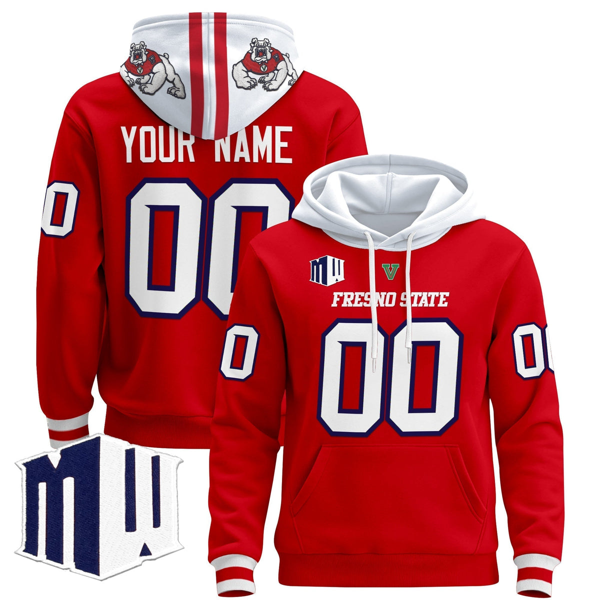 Fresno State Bulldogs 2024 Custom Pullover Hoodie - All Stitched