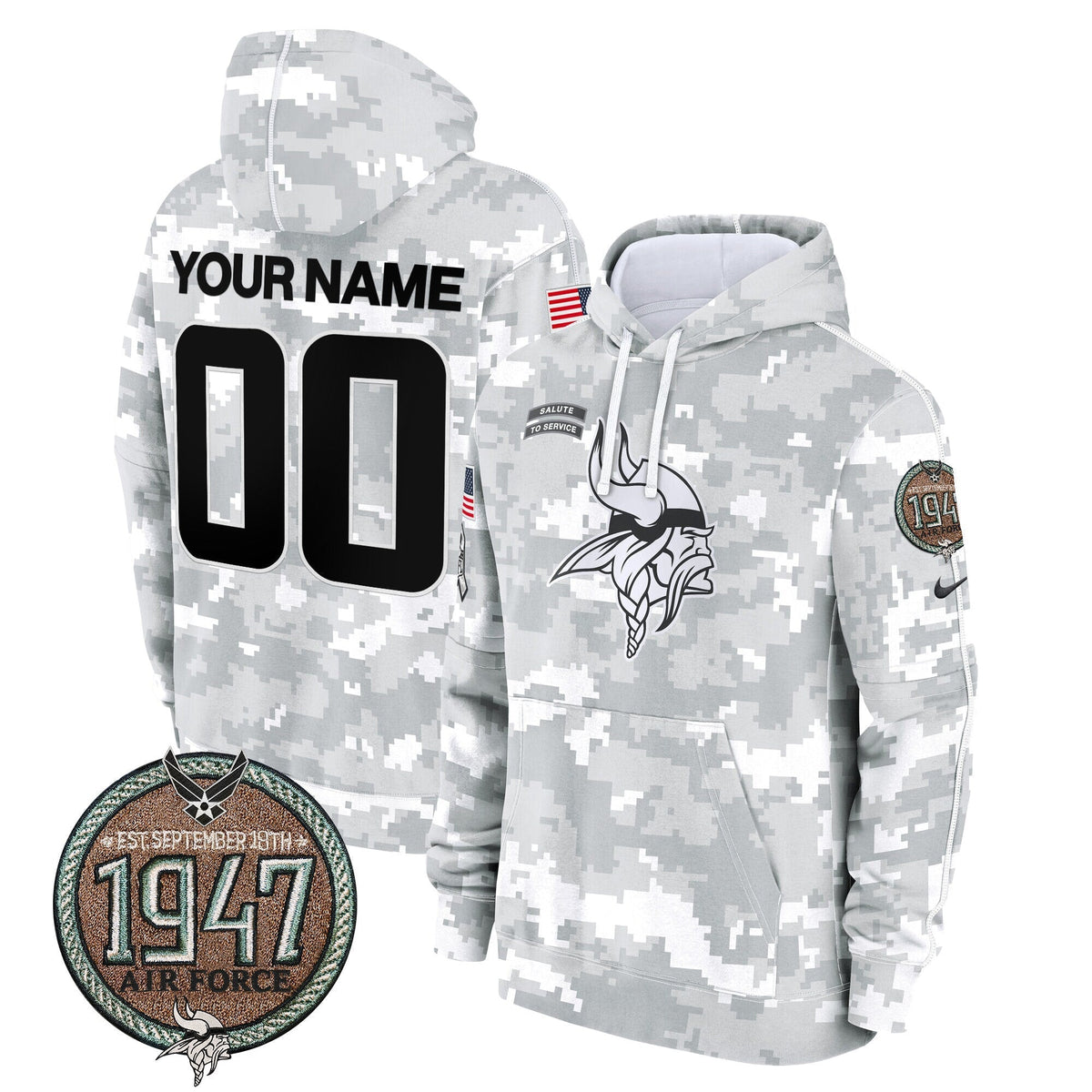 MIN 2024 Salute to Service Establishment Year Patch Custom Fleece Pullover Hoodie