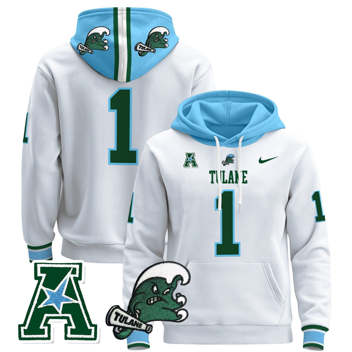 Men's Tulane Green Wave 2024 Pullover Hoodie - All Stitched