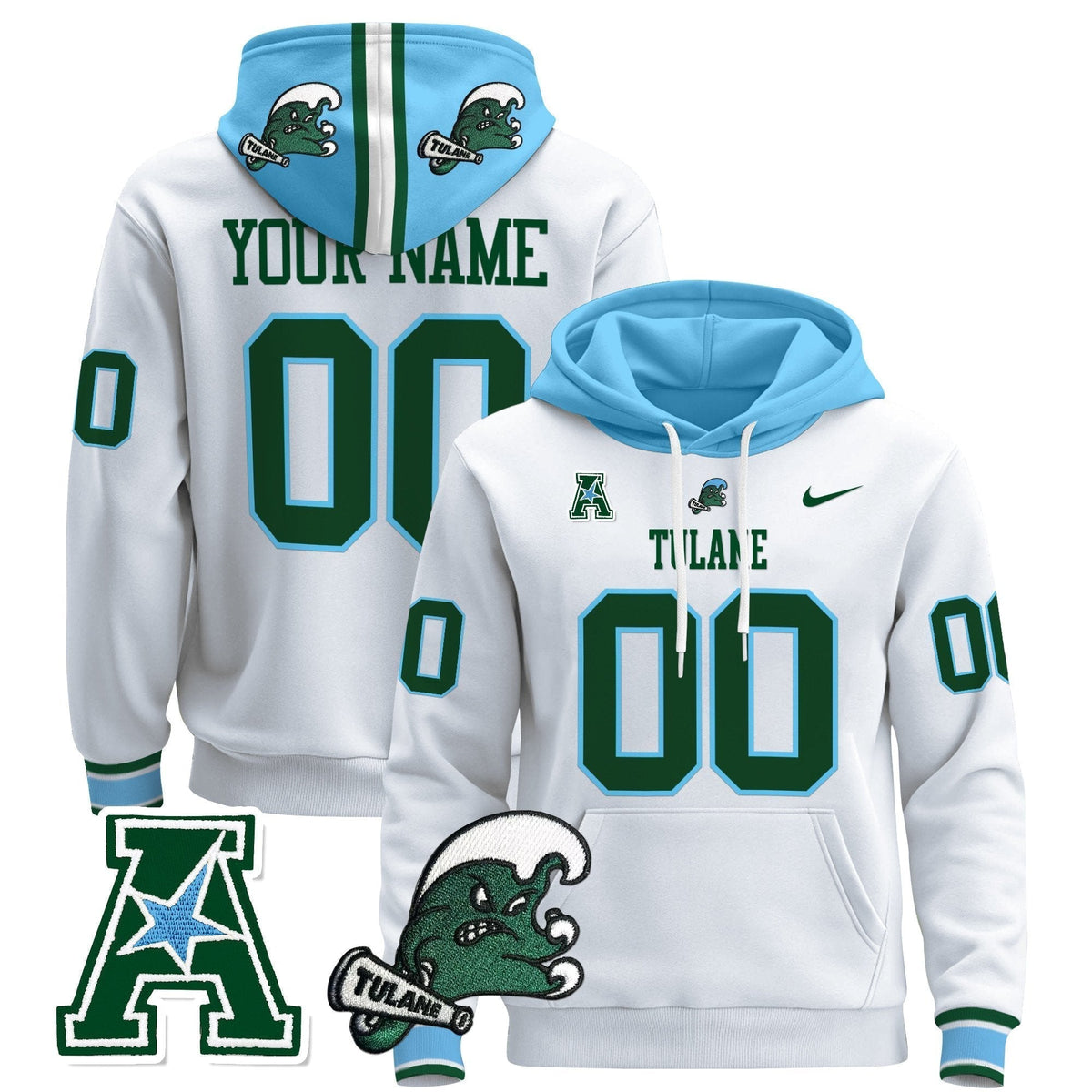 Tulane Green Wave 2024 Custom Pullover Hoodie - All Stitched