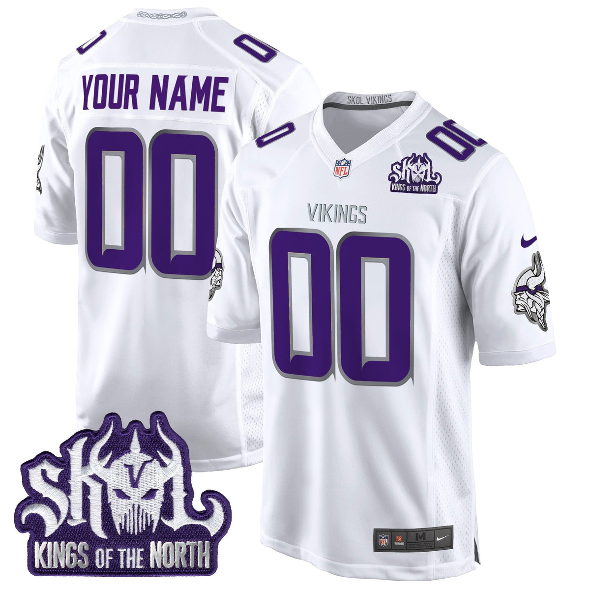 Minnesota Vikings King Of The North Patch Throwback Game Custom Jersey - All Stitched