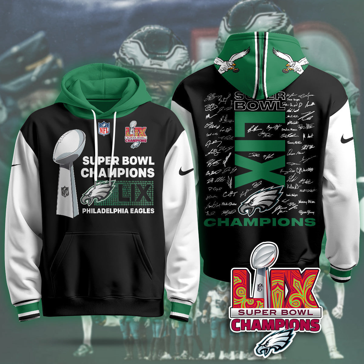 PHI Super Bowl LIX Champions Hoodie - Printed