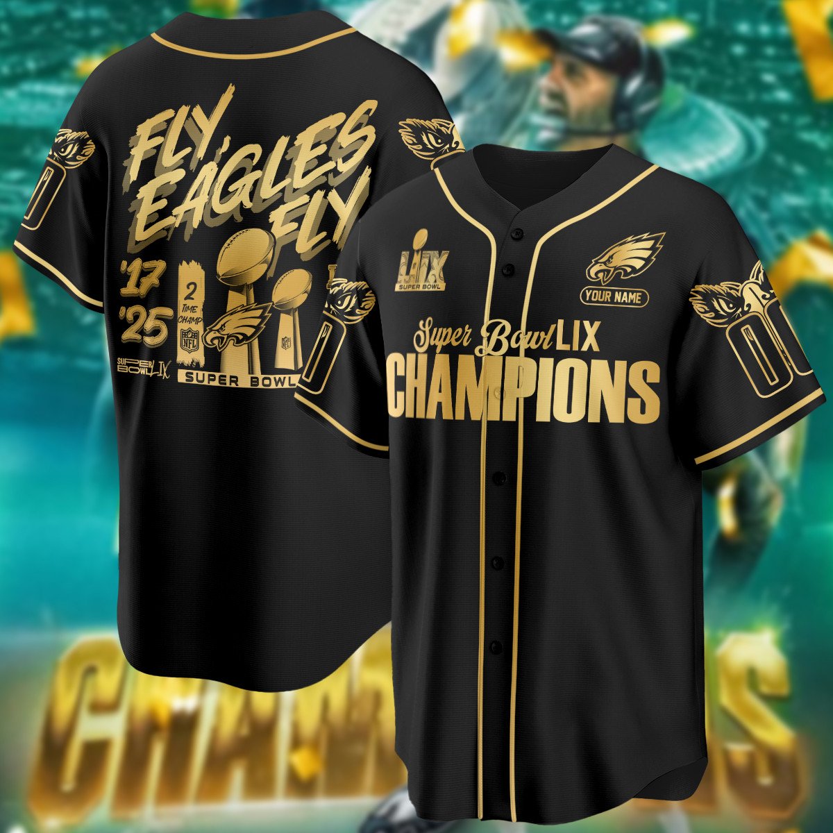 PHI Super Bowl LIX Champions Custom Limited Jersey CN5