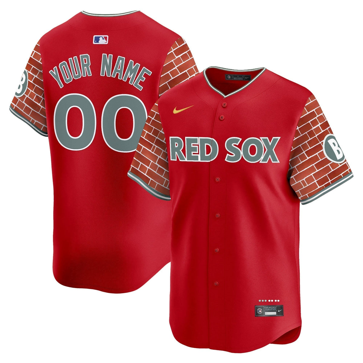Boston Red Sox 2025 Fenway Red Brick Style Vapor Premier Limited Custom Jersey - Stitched