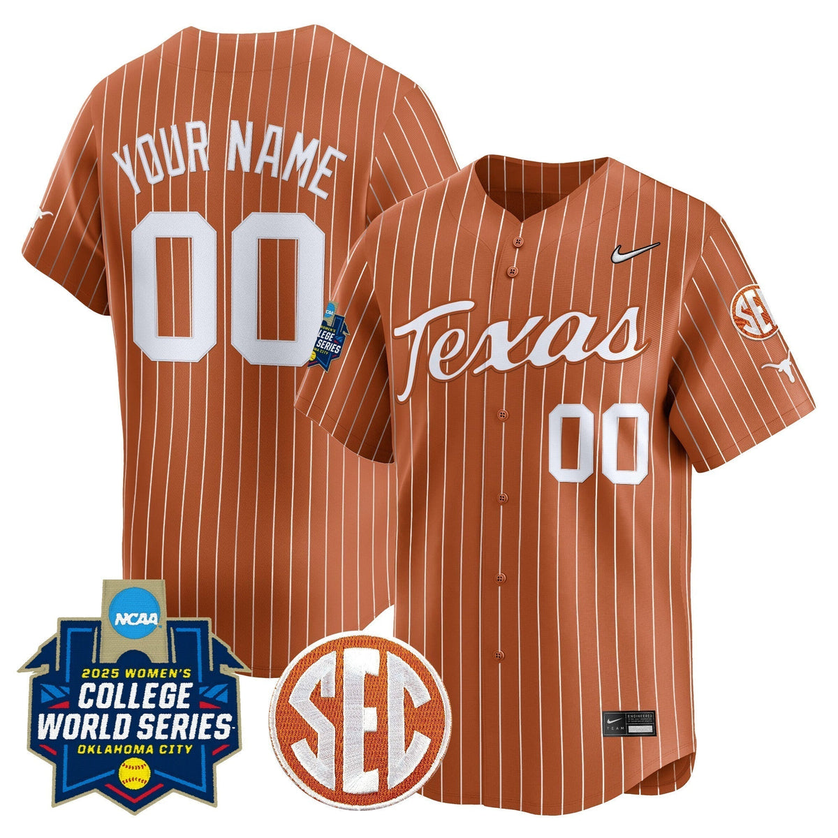 Texas Longhorns Softball 2025 World Series (WCWS) Vapor Premier Limited Custom Jersey - All Stitched