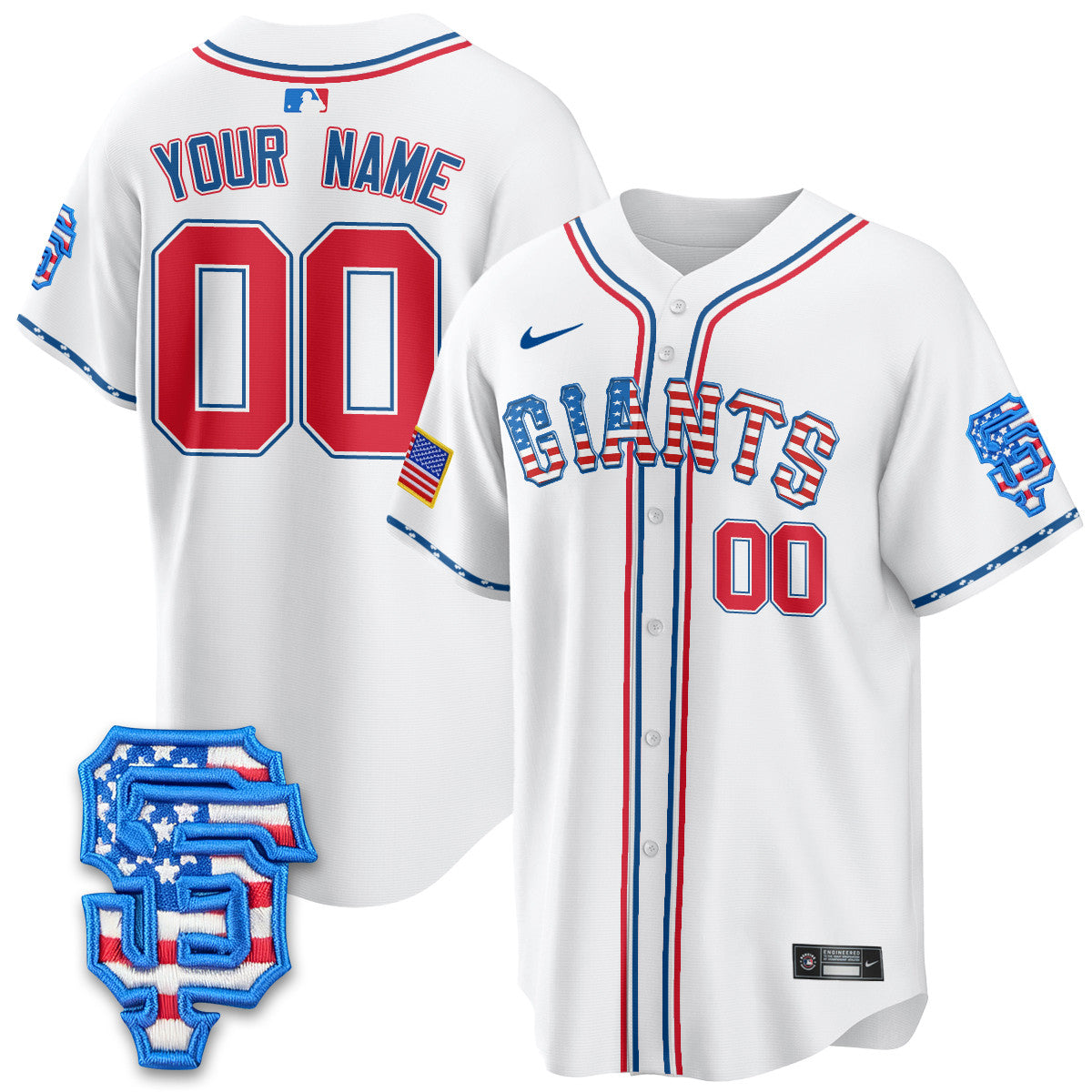 Custom San Francisco Giants 2025 Fourth of July Jersey - All Stitched