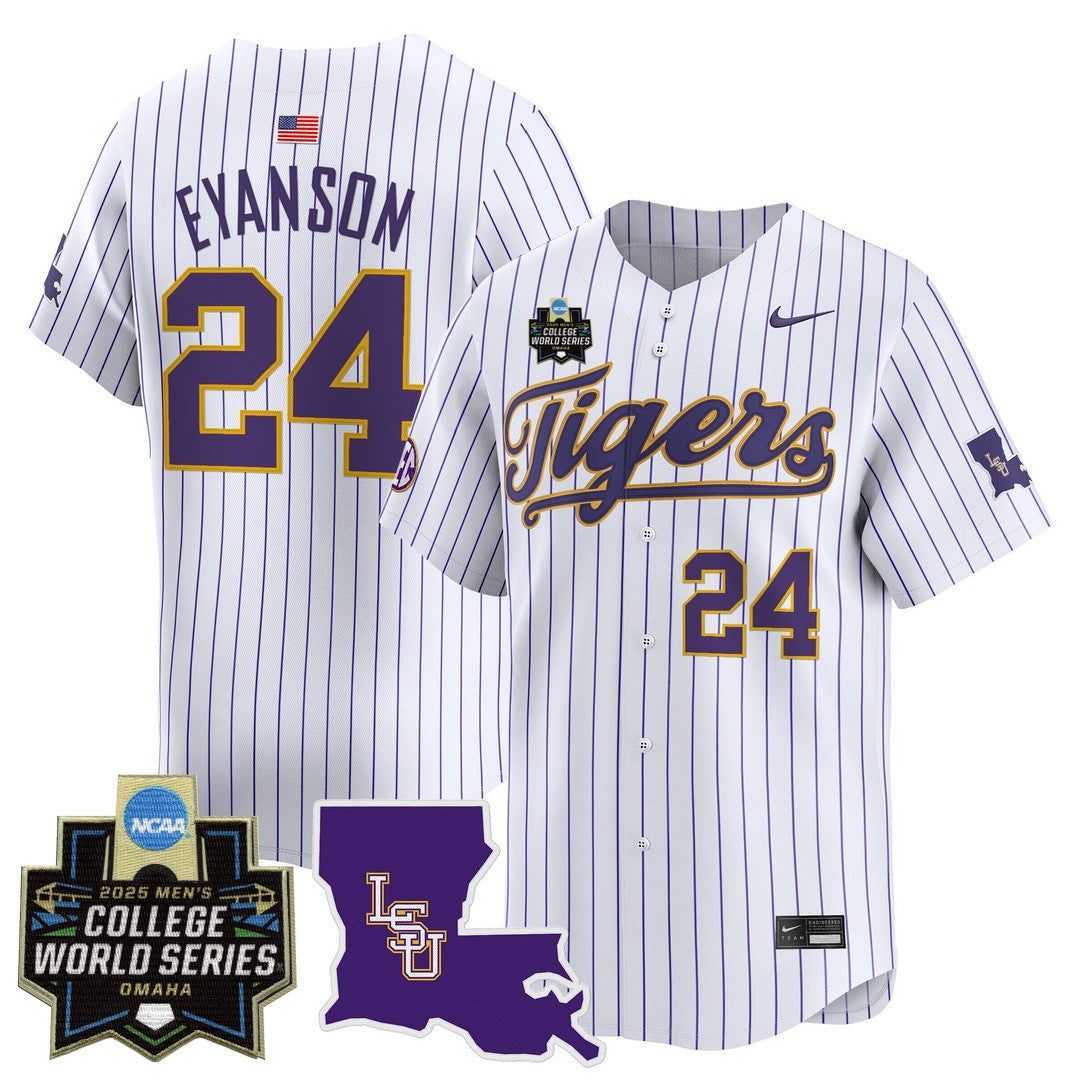 Men's LSU Tigers 24/25 Jersey - 2025 College World Series Patch