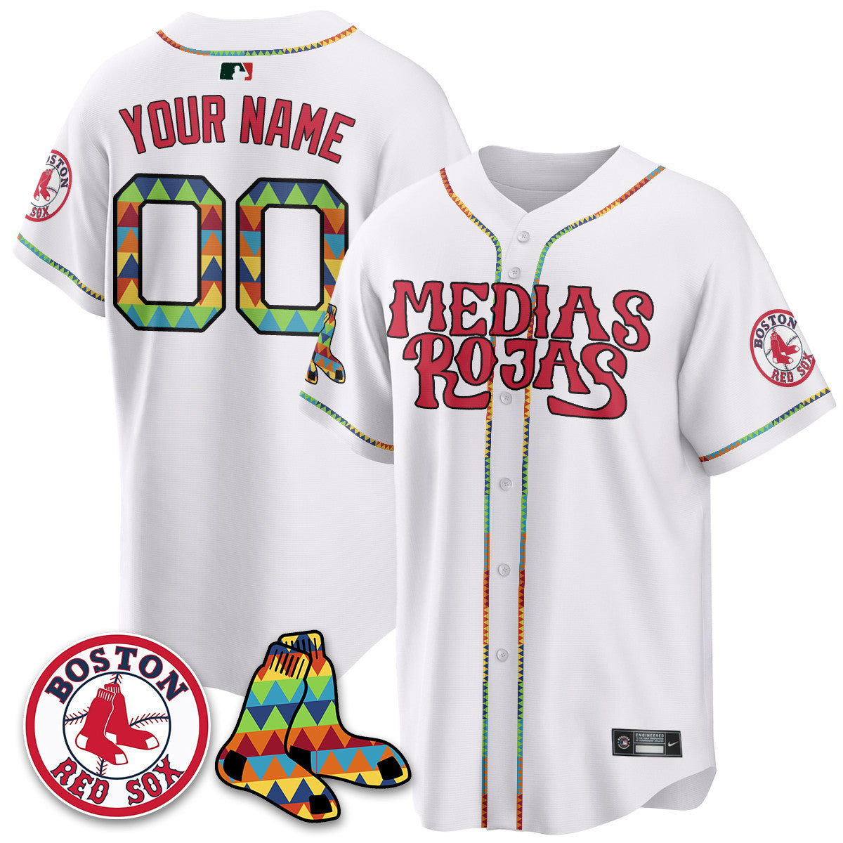 Custom Boston Red Sox "Medias Rojas" Limited Jersey - All Stitched