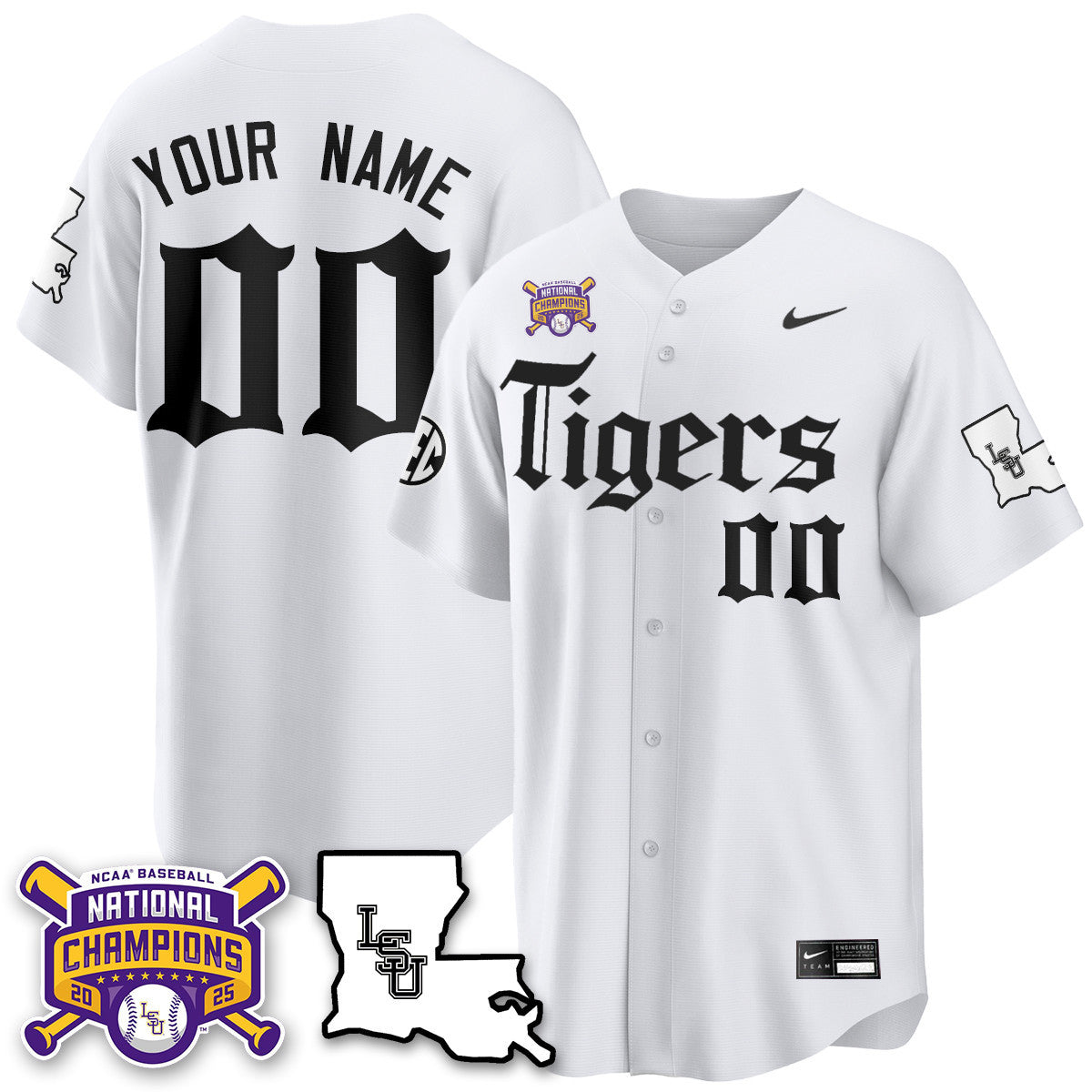 LSU Tigers 2025 World Series Champions 'Gothic Geaux Edition' Custom Jersey - All Stitched