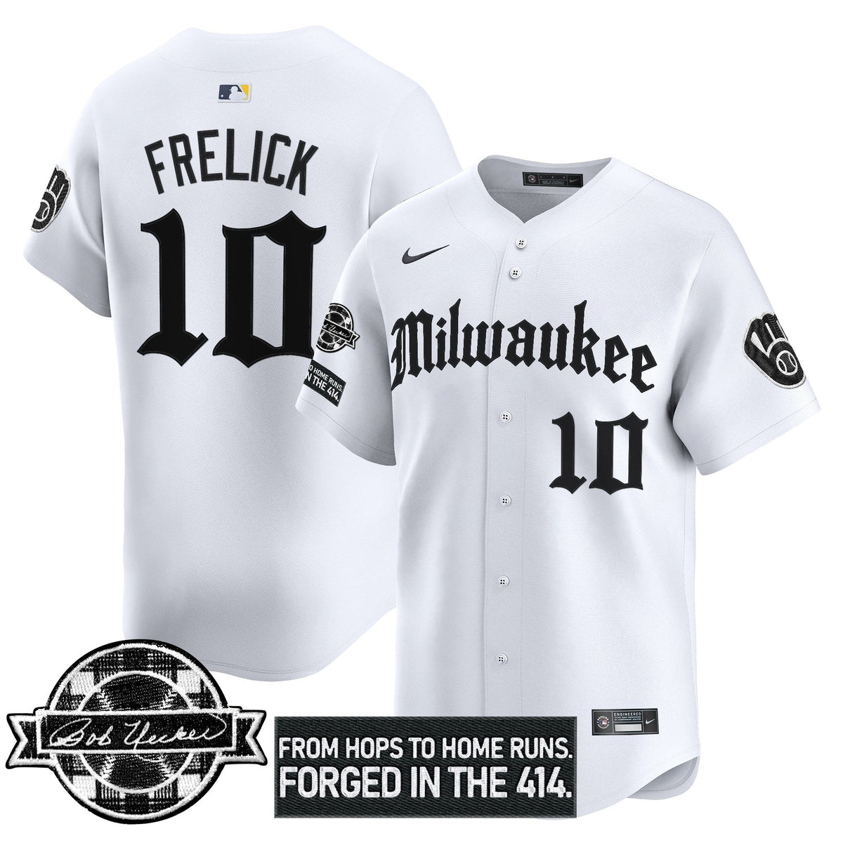 Men's Milwaukee Brewers Bob Uecker Patch Vapor Premier Limited Jersey - Gothic Edition - All Stitched