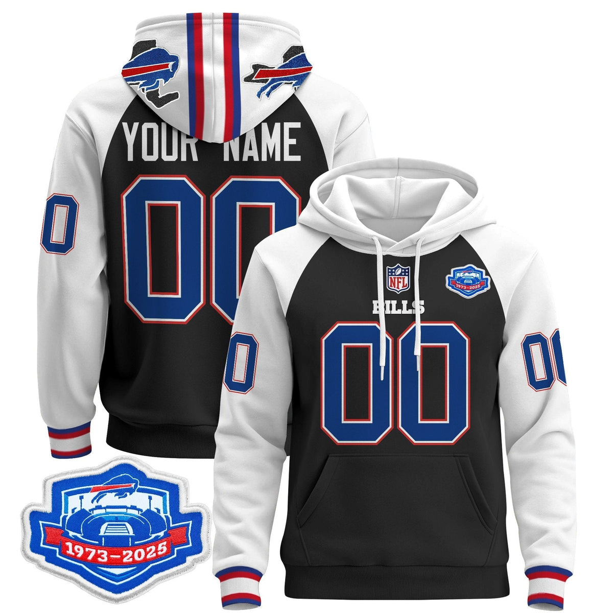 Buffalo Bills 2025 Farewell Season Patch Custom Pullover Hoodie - All Stitched