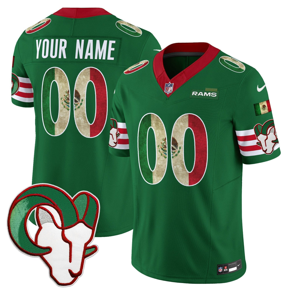 Los Angeles Rams 2025 Mexico Vapor Limited Custom Jersey - All Stitched
