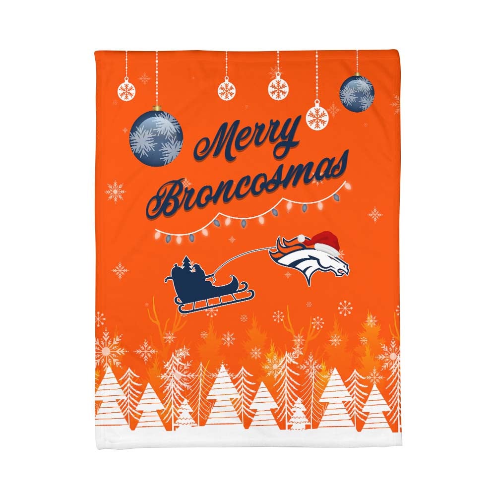 Denver Broncos | Premium Christmas Fleece Blanket & Throw Pillow Combo MM