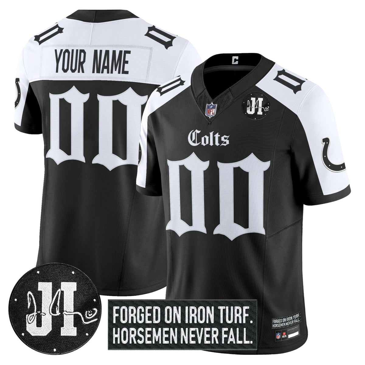 Indianapolis Colts 2025 'Gothic Iron Hoof Edition' Vapor Limited Custom Jersey - Jim Irsay Patch - All Stitched