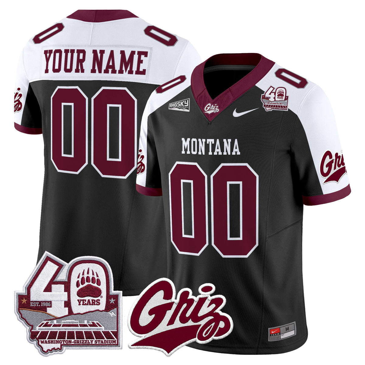 Montana Grizzlies 2026 Vapor Limited Custom Jersey - 40th Anniversary Patch - Stitched