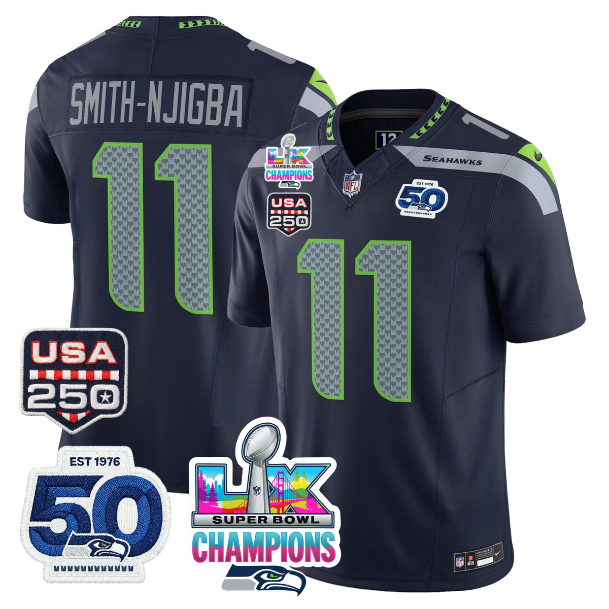 SEA Super Bowl LX Champions Jersey - Stitched N1
