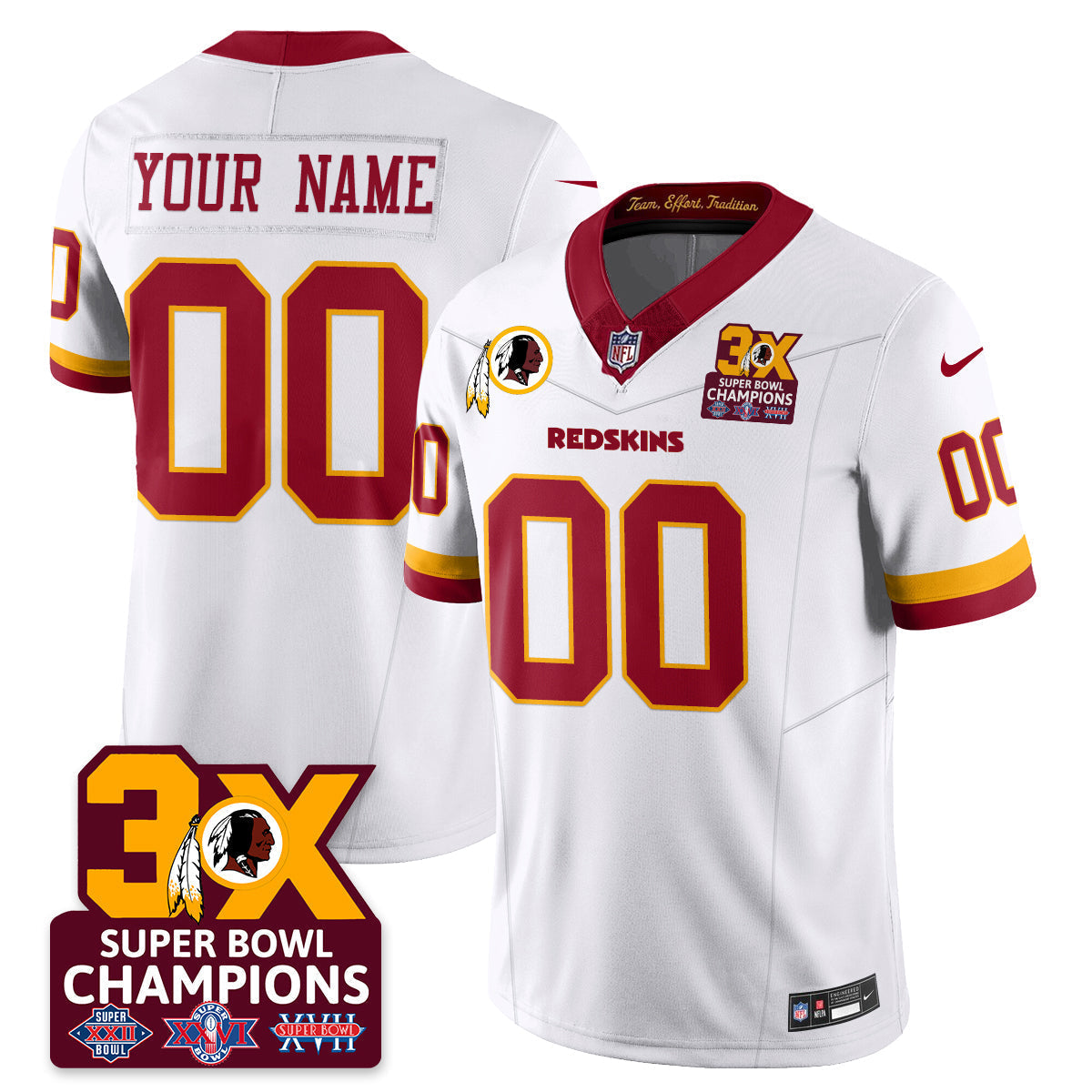 WAS 3-Time Champions Patch Vapor Limited Jersey - Stitched