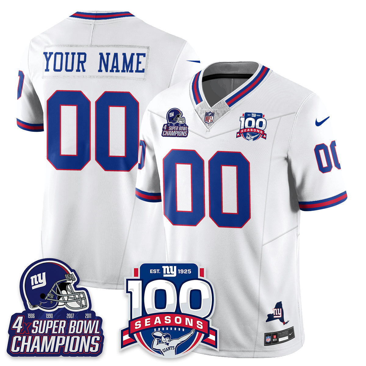 NYG 4-Time Champions Vapor Limited Jersey- 100th Season - Stitched