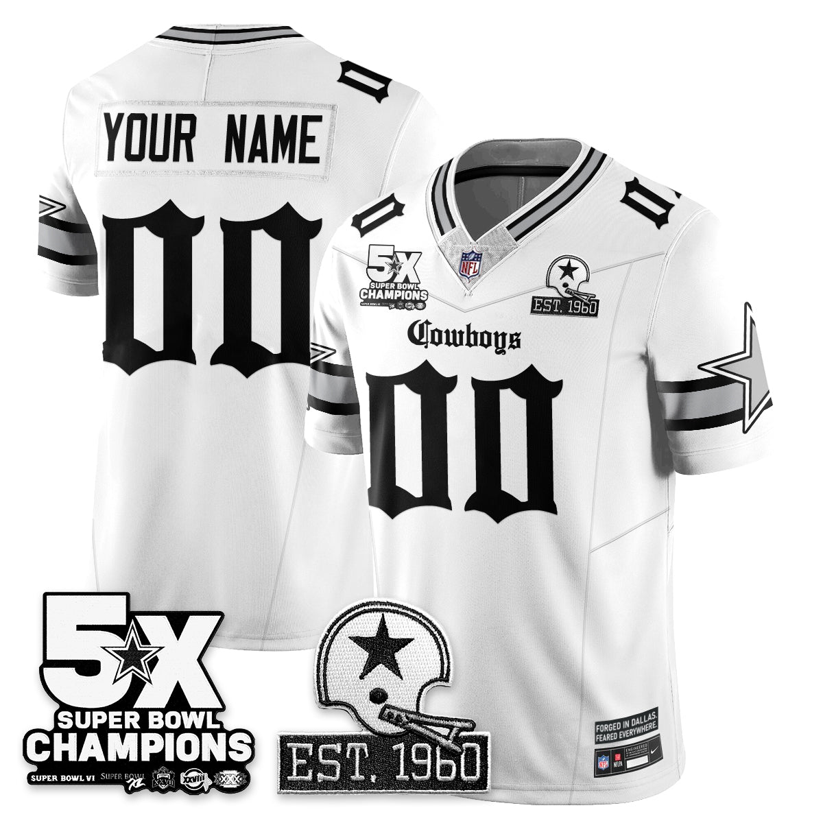 DAL 'Gothic 5-Time Champions Edition' Vapor Limited Custom Jersey - Stitched
