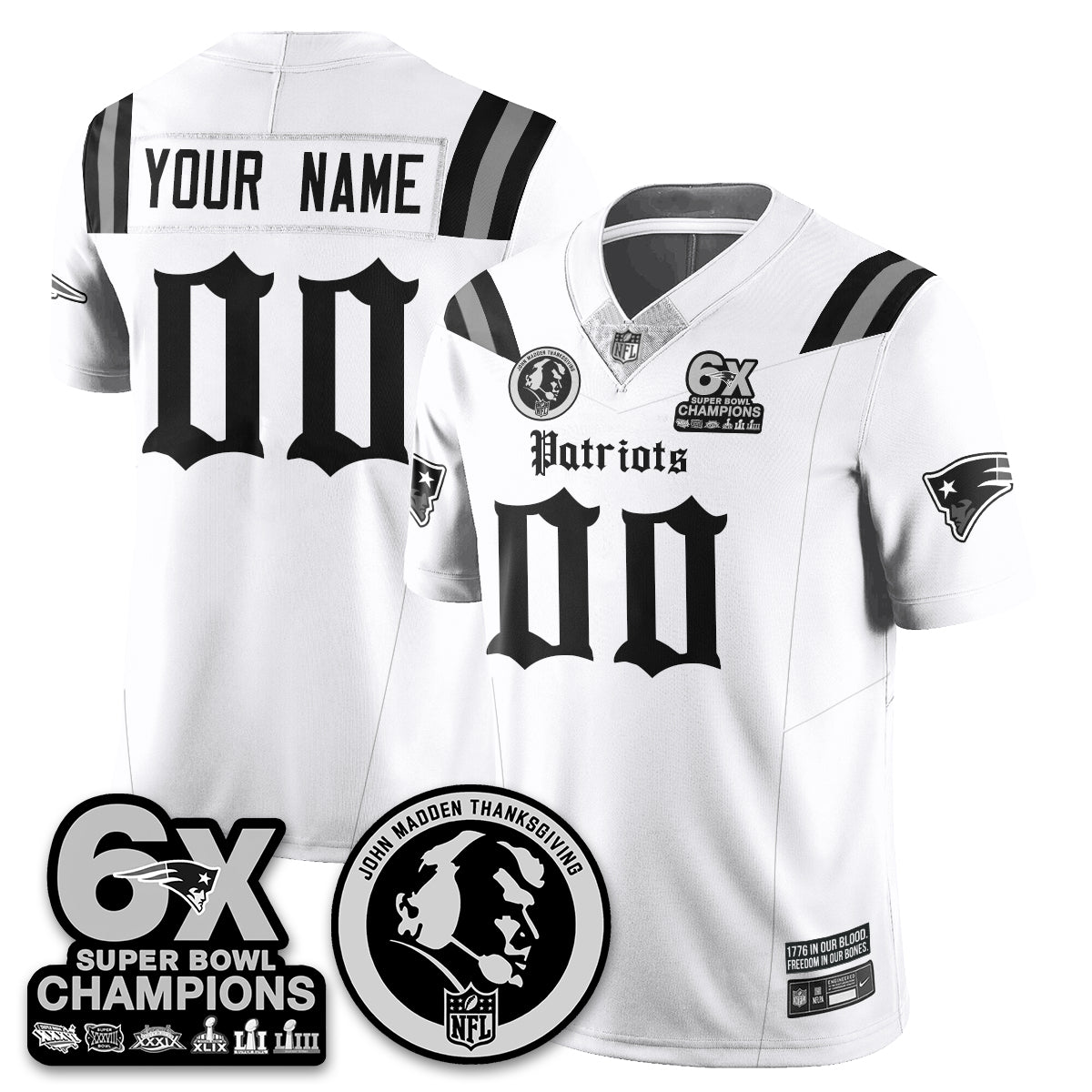 NE Gothic 6x Champions Patch Vapor Limited Jersey - John Madden Patch - Stitched