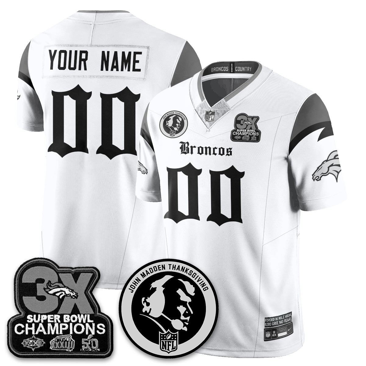 DEN Gothic 3x Champions Vapor Limited Jersey - John Madden Patch - All Stitched