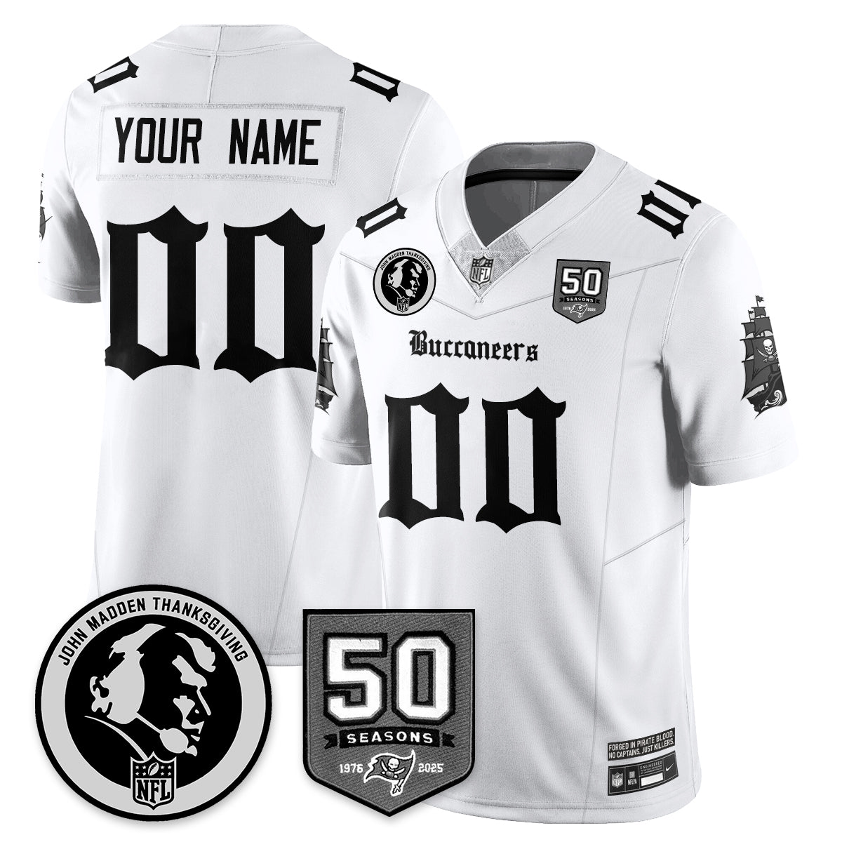 Custom TB Gothic Vapor Limited Jersey - John Madden Patch - Stitched