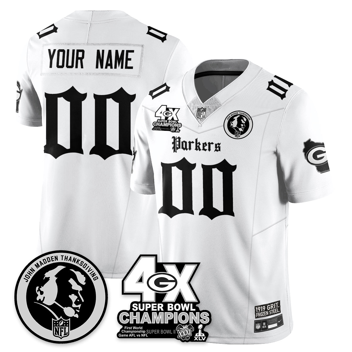 GB Gothic Vapor Limited Custom Jersey - John Madden Patch - Stitched