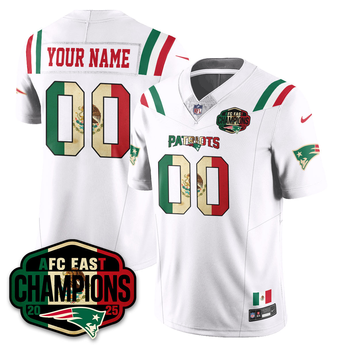 Custom NE Mexico AFC East Division Champions Vapor Limited Jersey - Stitched