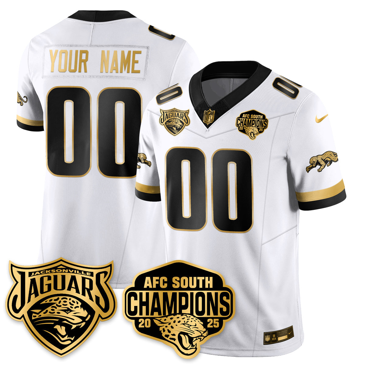 DET AFC South Division Champions Vapor Limited Gold Jersey - Stitched