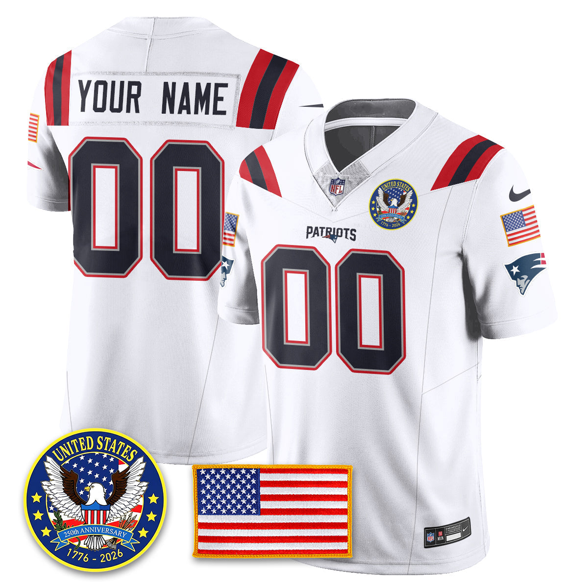 NE "United States 250th Anniversary Patch" Vapor Limited Jersey - Stitched