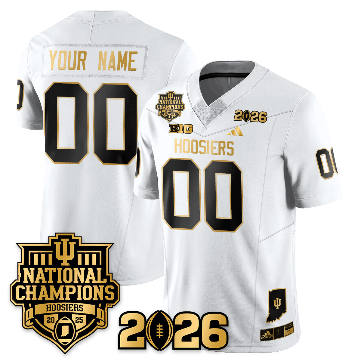 Custom Indiana H Vapor Limited Football Gold Jersey - 2025 National Champions - Stitched
