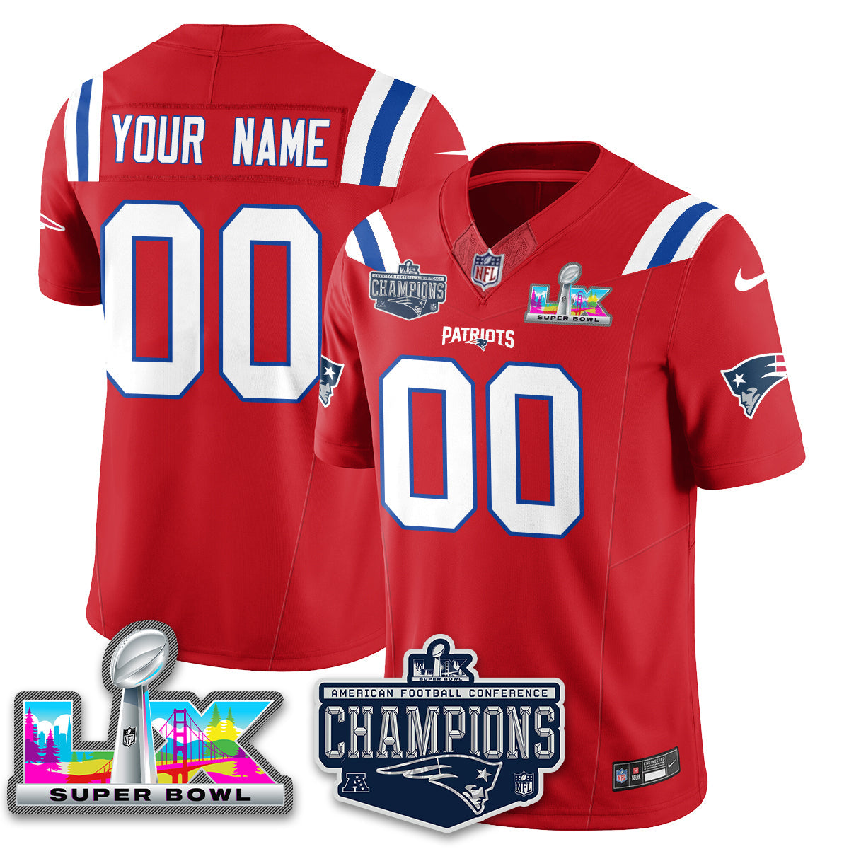NE 2025 AFC Champions Vapor Limited Custom Jersey - Stitched
