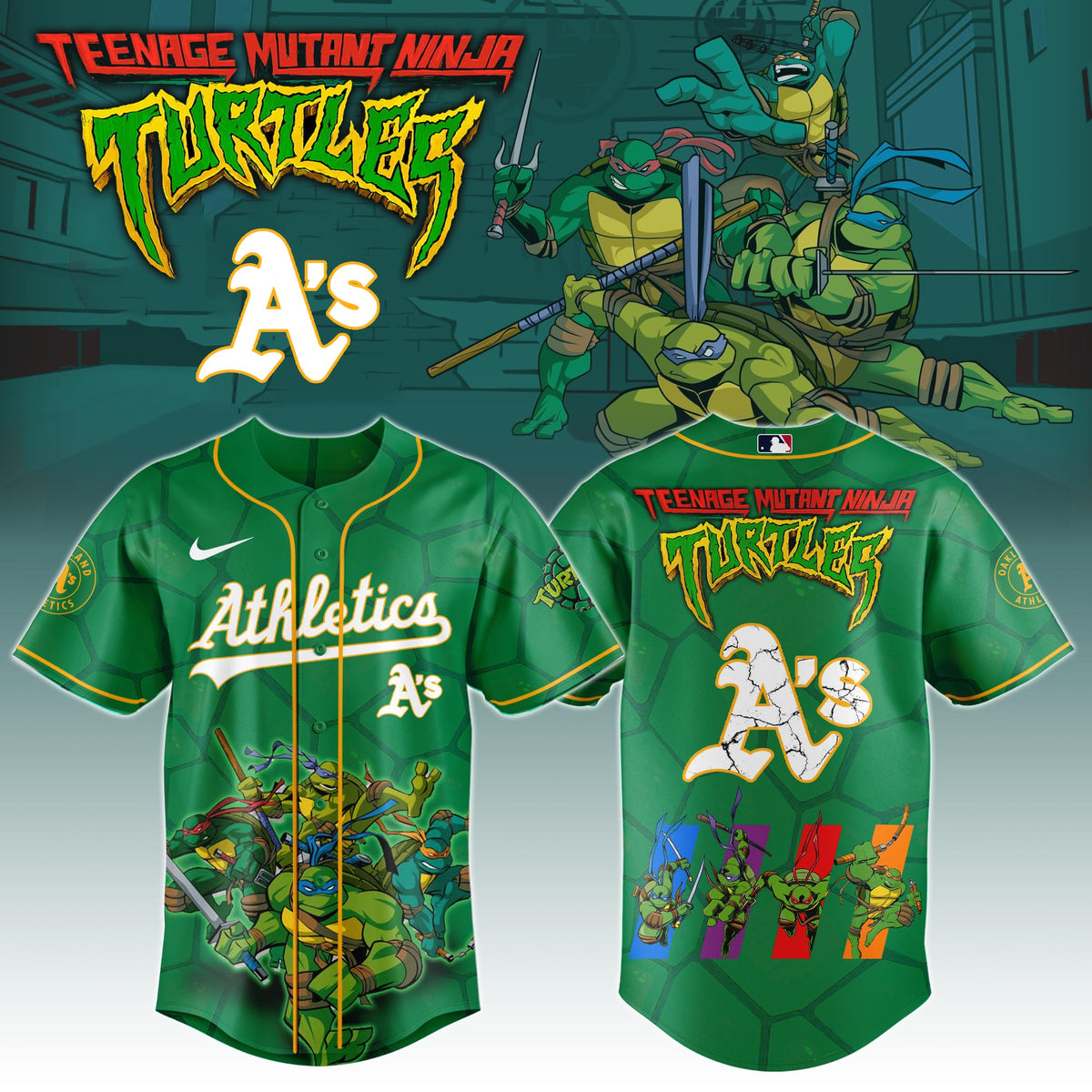 . Oakland Athletics x Ninja Turtles Night Game Limited Edition Jersey 2025