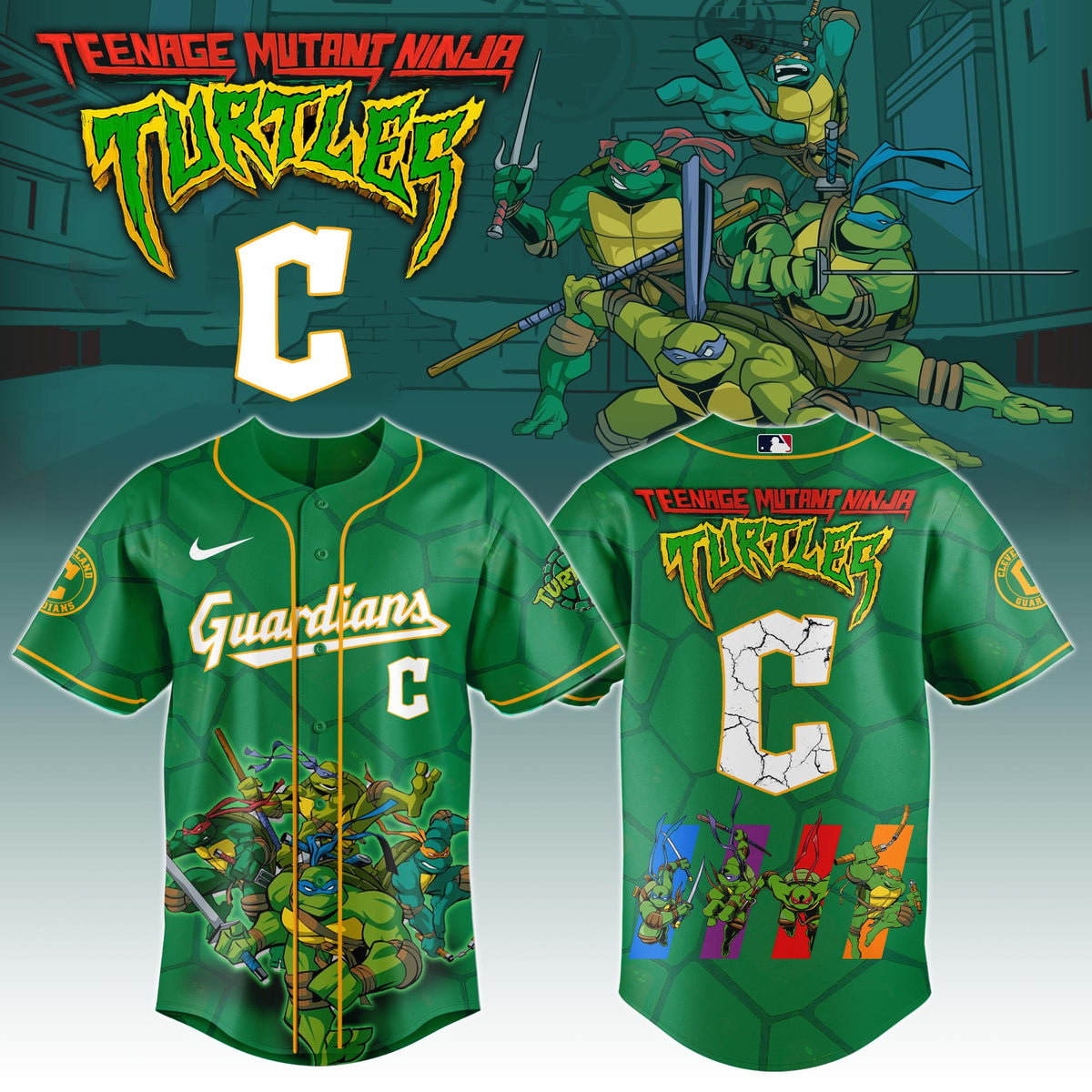 . Cleveland Guardians x Ninja Turtles Night Game Limited Edition Jersey 2025