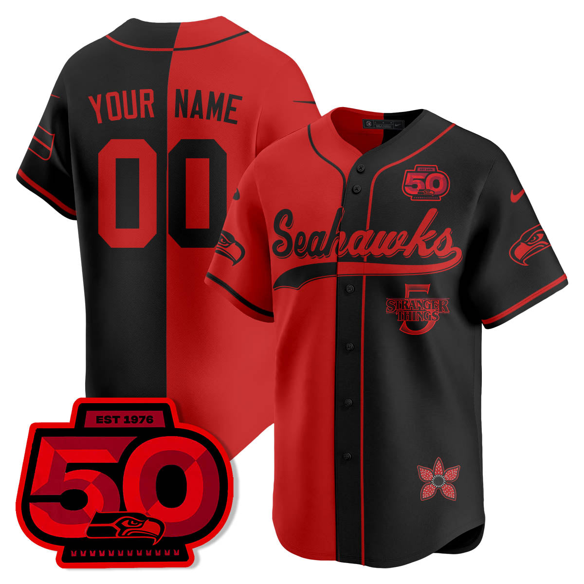 SEA Stranger Things Vapor Limited Baseball Custom Jersey - Stitched