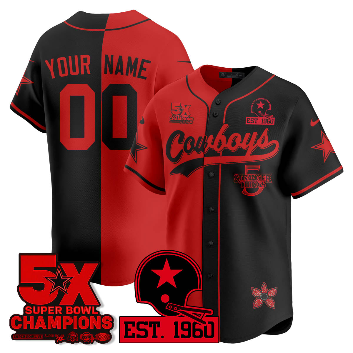 DAL Stranger Things Vapor Limited Baseball Jersey - Stitched