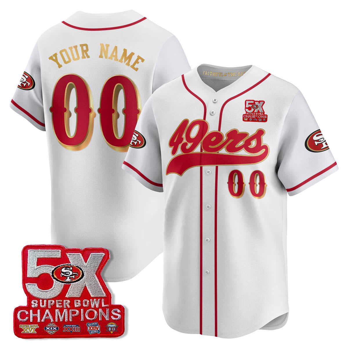 SF 5-Time Champions Patch Vapor Baseball Custom Jersey - Stitched