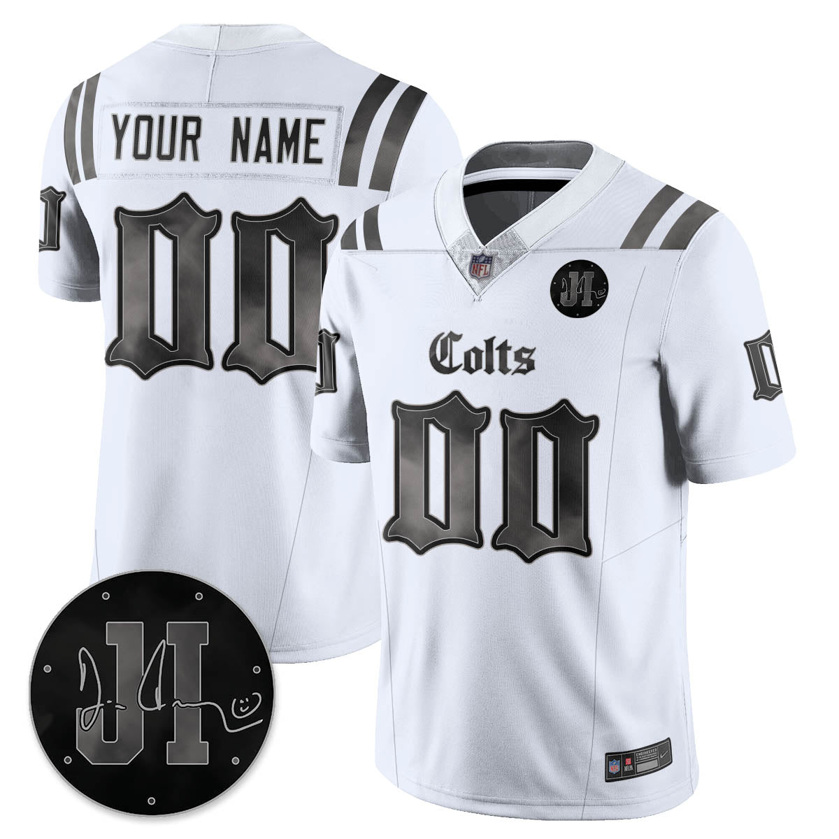 Custom IND 'Dark Gothic' Vapor Limited Jersey - Jim Irsay Patch - Stitched