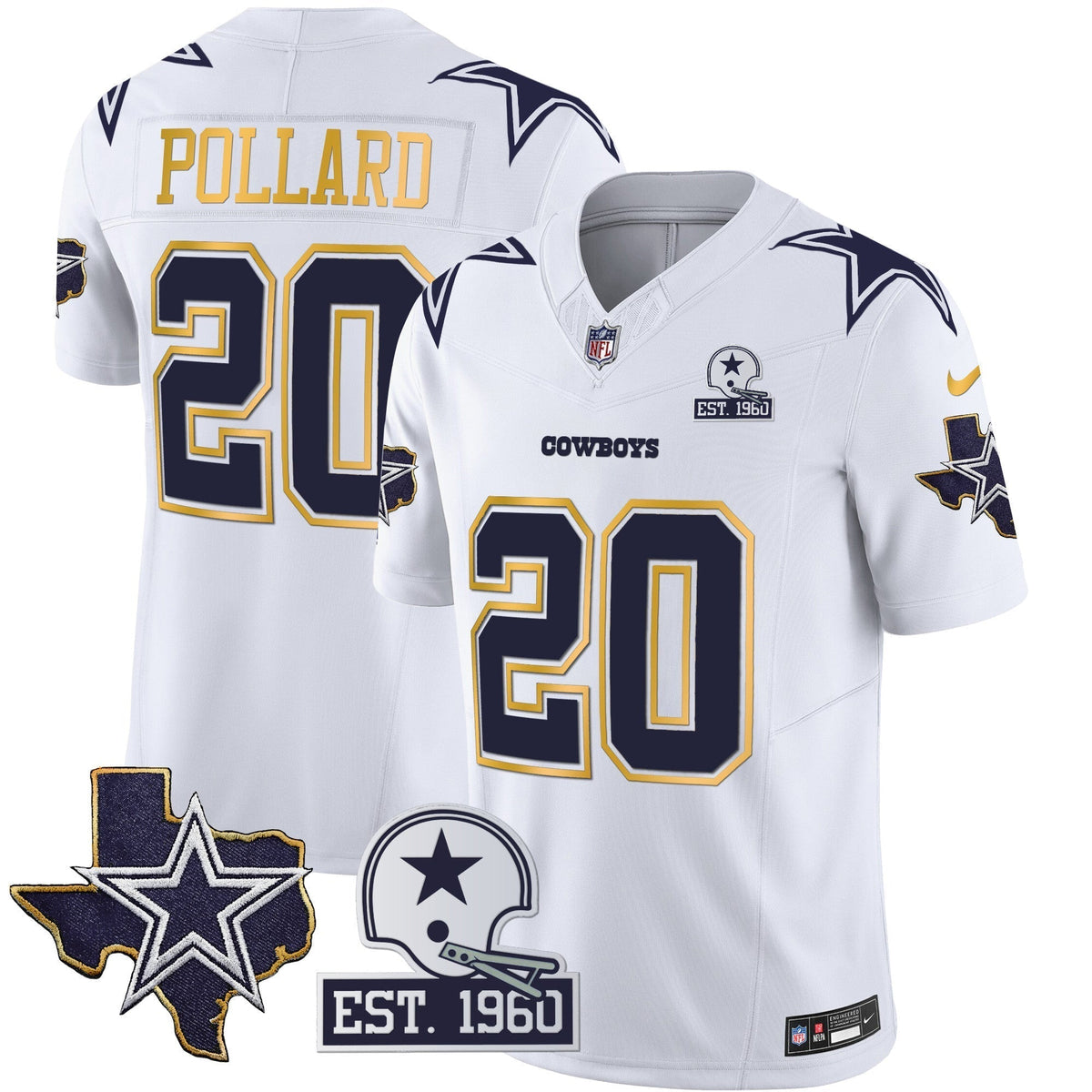 Men's Cowboys Texas Patch Gold Trim Vapor Jersey - All Stitched