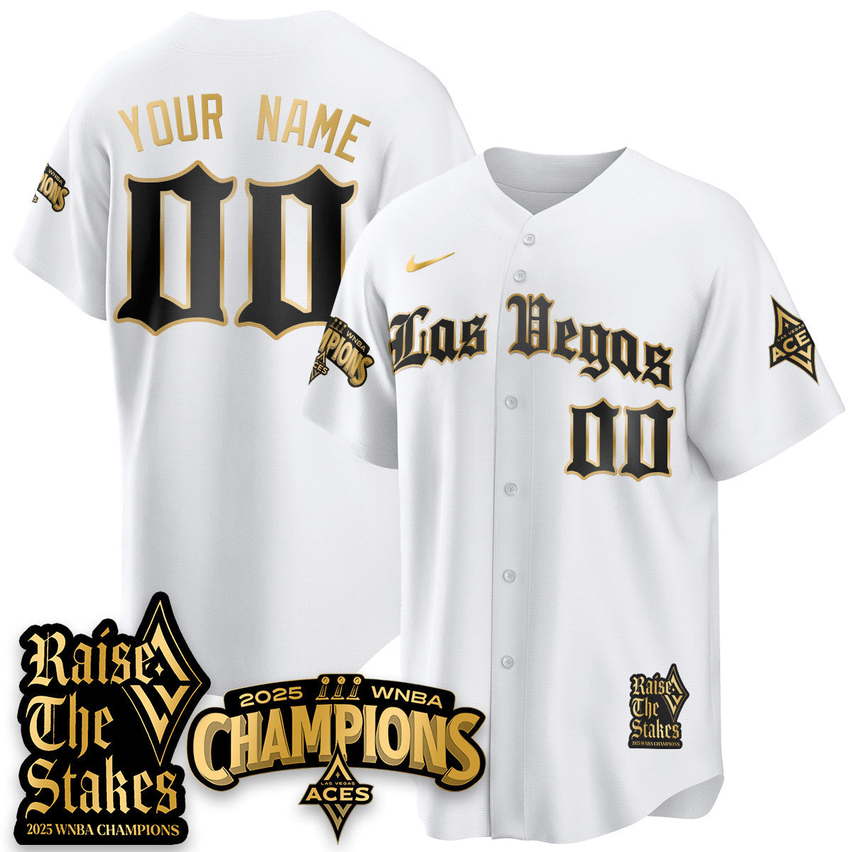 Custom Las Vegas Aces 2025 WNBA Championship Baseball Jersey - All Stitched