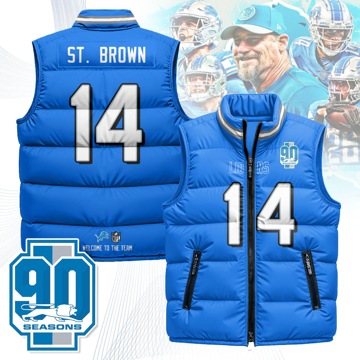 Detroit Lions Unisex Puffer Vest