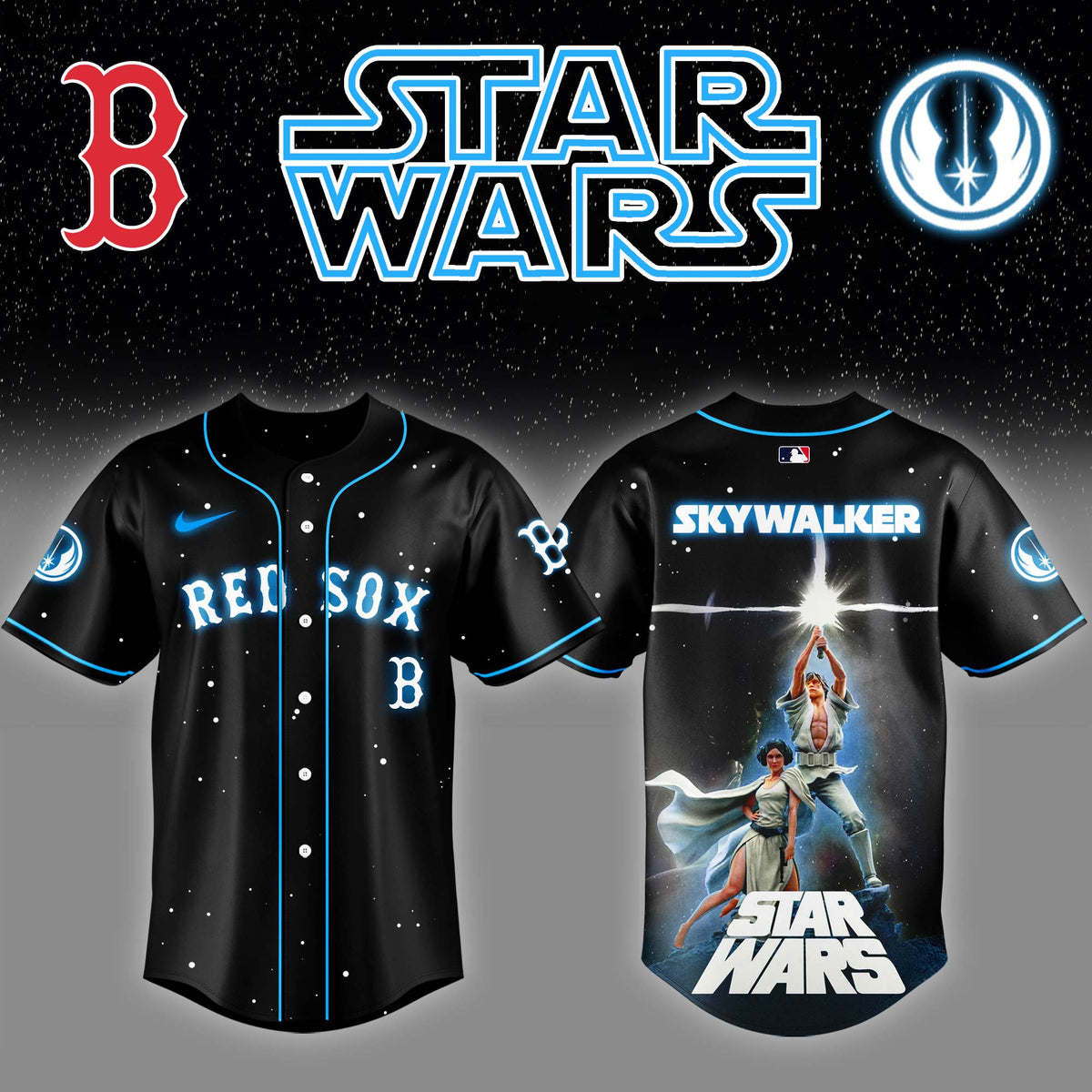 .Boston Red Sox x Stars Wars Luke Skywalker Game Night Baseball Jersey Editions Limited v4