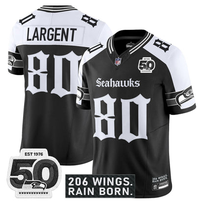 Seattle Seahawks 'Gothic Rain City Shadows Edition' Vapor Jersey - 50th Anniversary Patch - All Stitched
