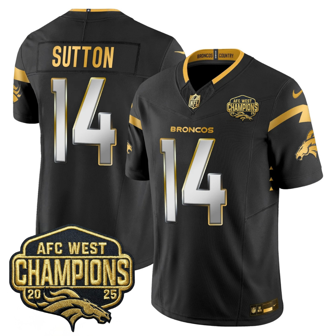 DEN AFC West Champions Patch Gold Vapor Limited Jersey - Stitched