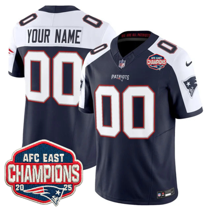 NE AFC East Champions Patch Vapor Limited Custom Jersey - Stitched