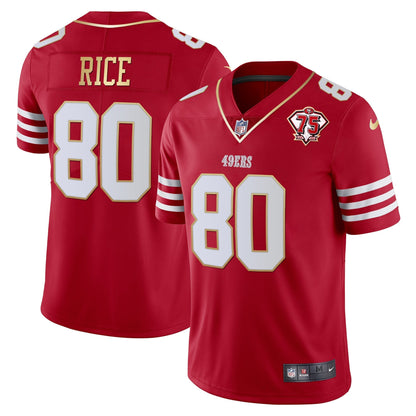 Men's 49ers 75th Anniversary Patch Vapor Gold Trim Jersey - All Stitched