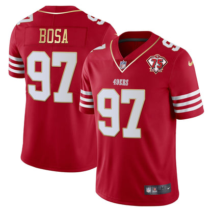 Men's 49ers 75th Anniversary Patch Vapor Gold Trim Jersey - All Stitched